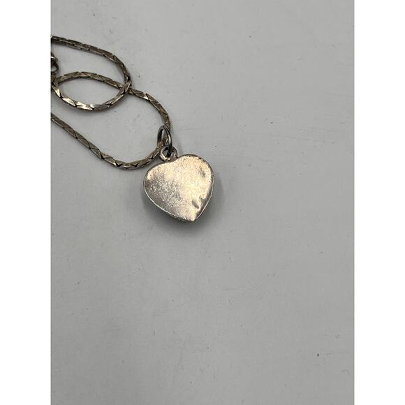 Vintage Sterling Silver Turquoise Heart Pendant Necklace 925 Italy 18" Chain - Picture 7 of 8
